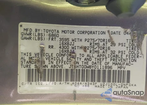 2000 Lexus Lx 470 z USA, uszkodzony, nr VIN JT6HT00W8Y0111896